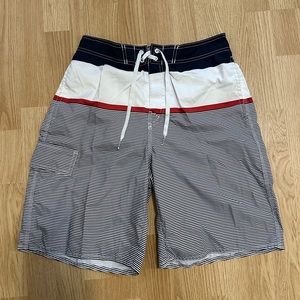 Joe Boxer swim trunks bathing suit shorts blue white red